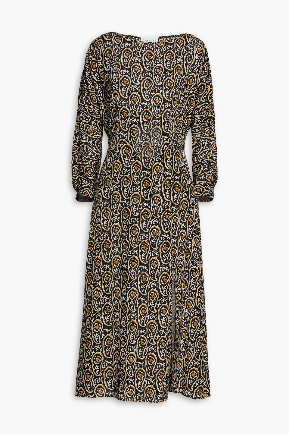Claudie Pierlot Cutout Printed Crepe De Chine Midi Dress In Brown | ModeSens