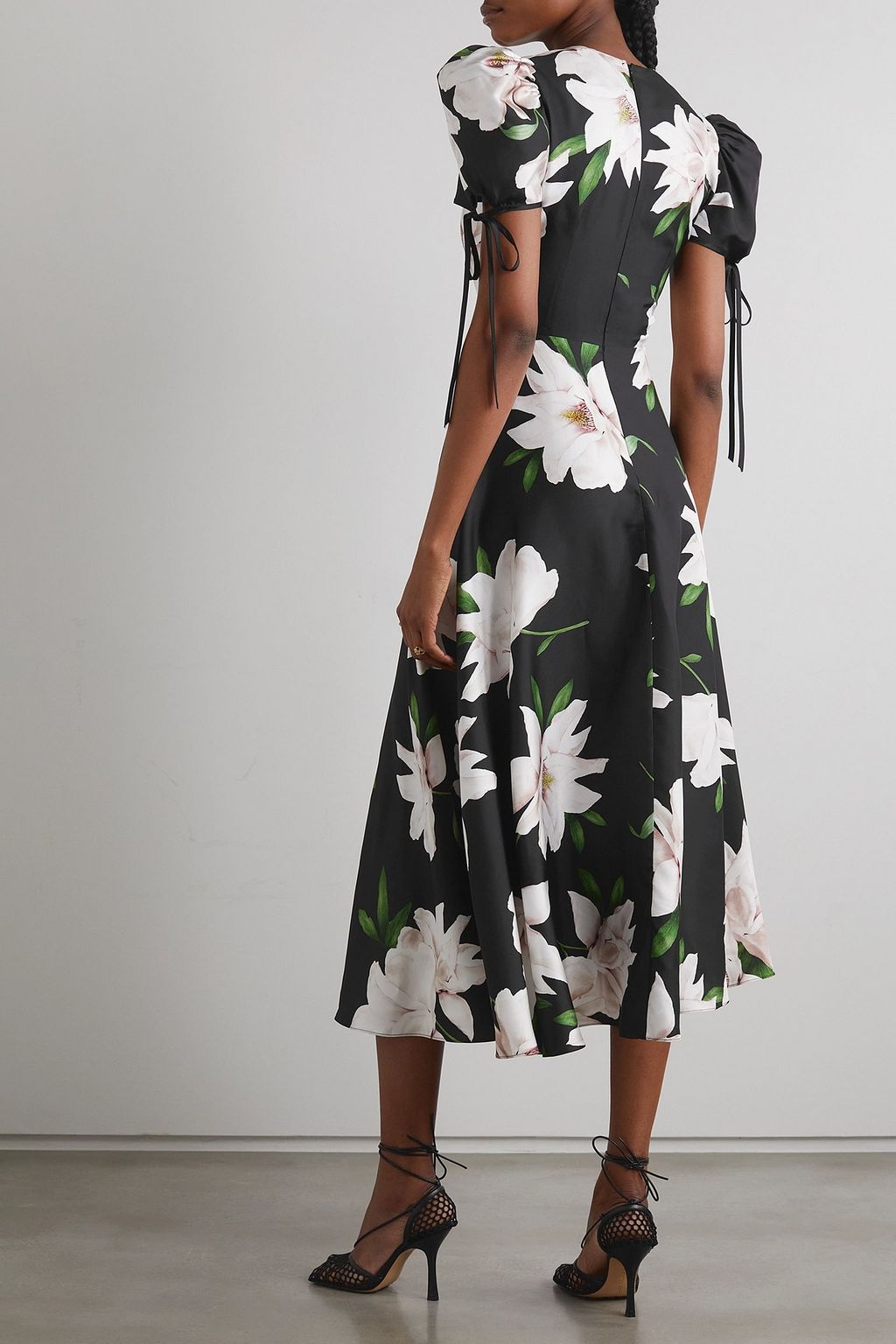 RODARTE Embellished floral-print silk-twill midi dress