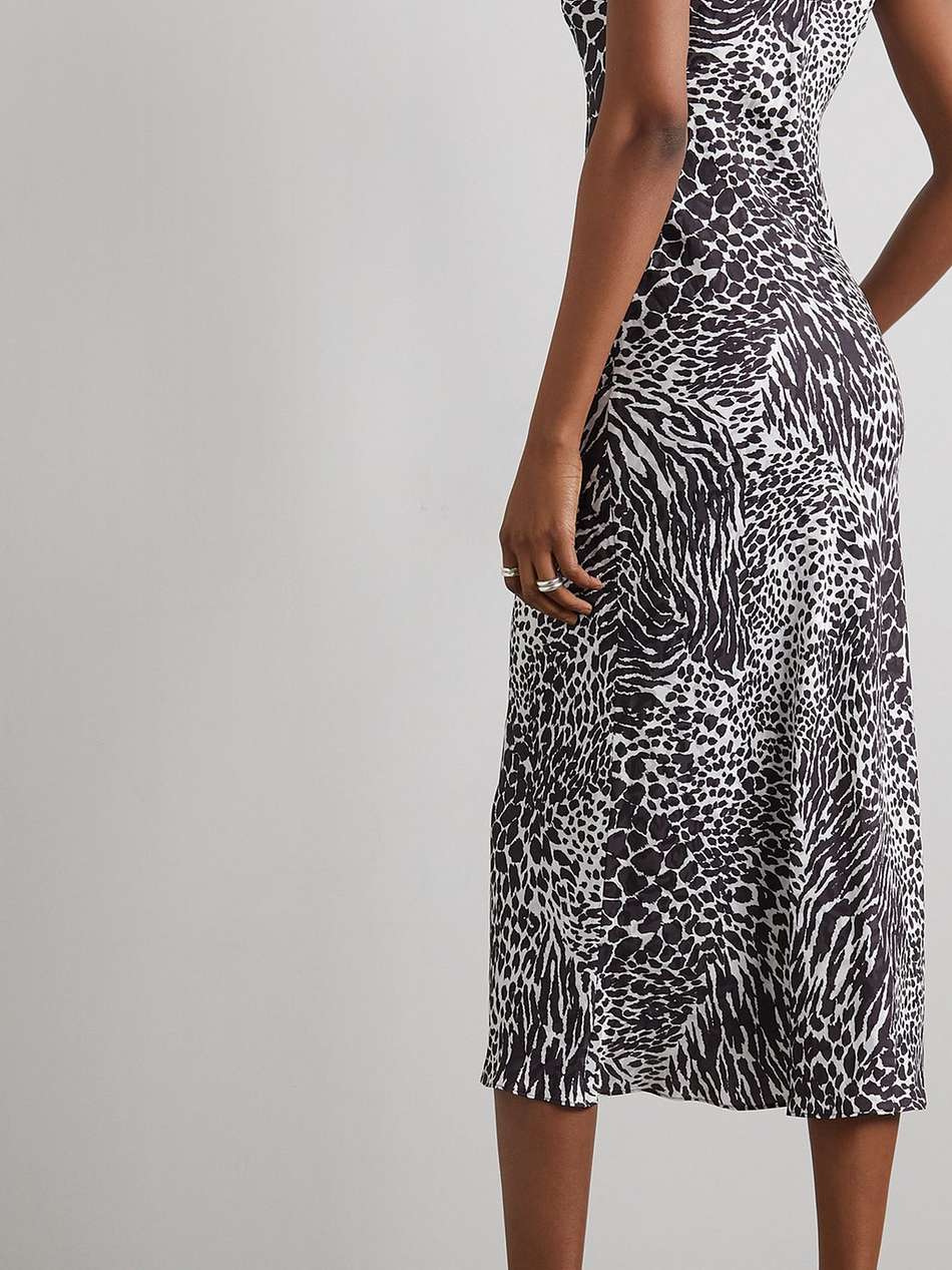 embellished printed silk-jacquard midi dress