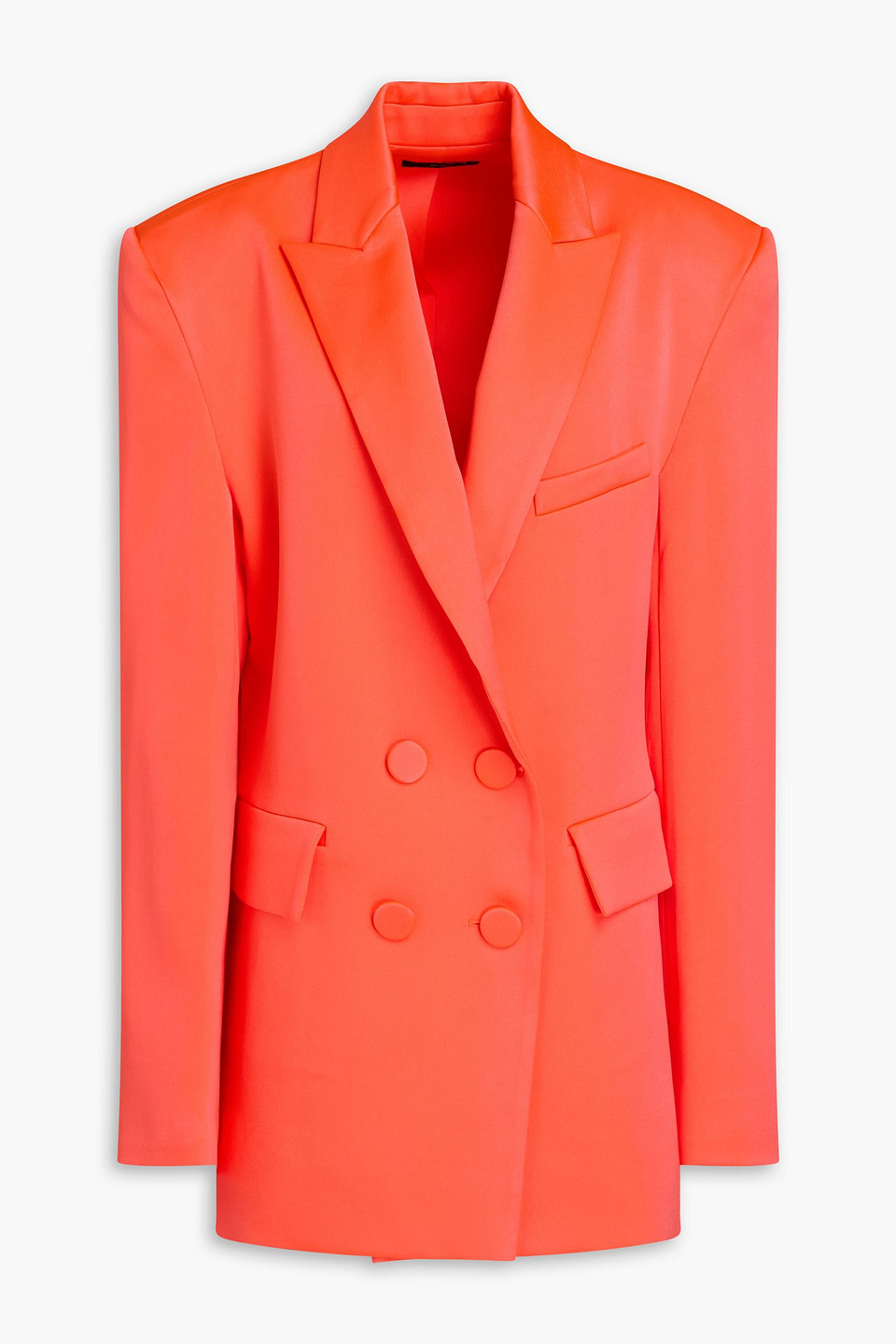 Alex Perry Double-breasted Neon Satin-crepe Blazer In Coral