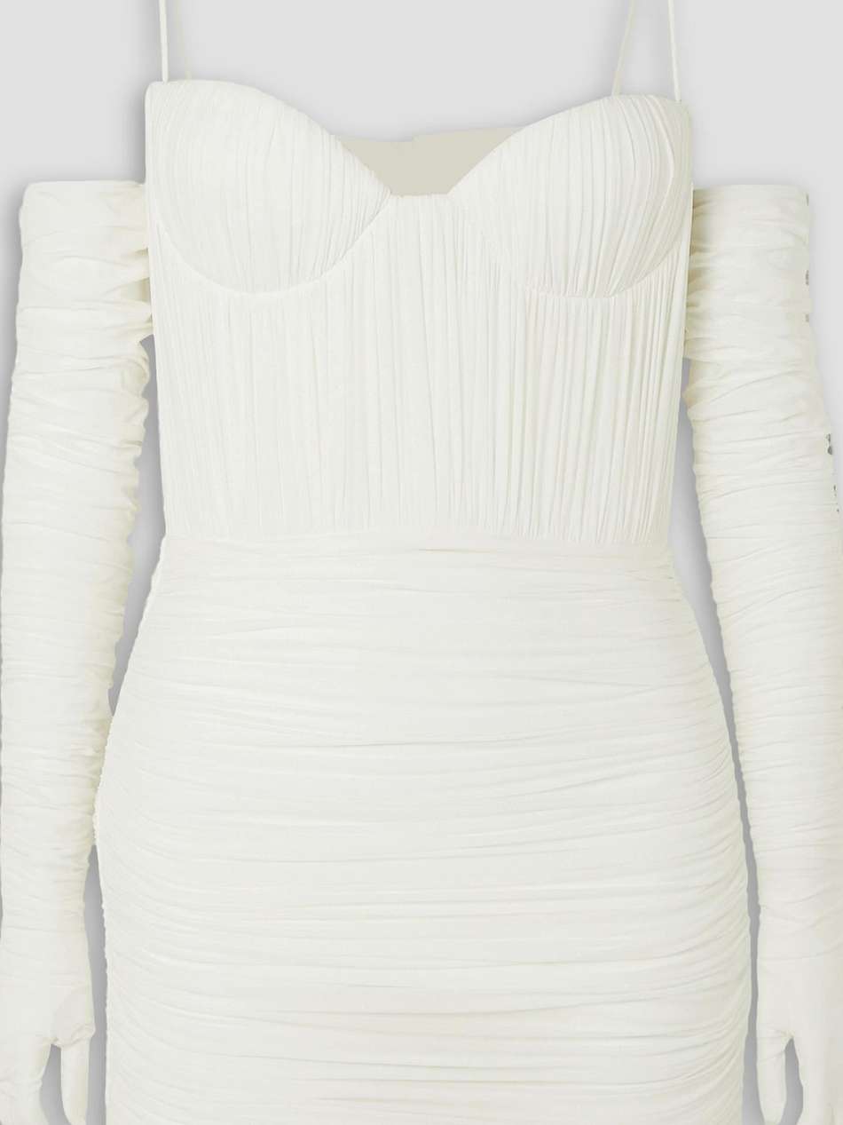 paige cold-shoulder ruched stretch-jersey mini dress