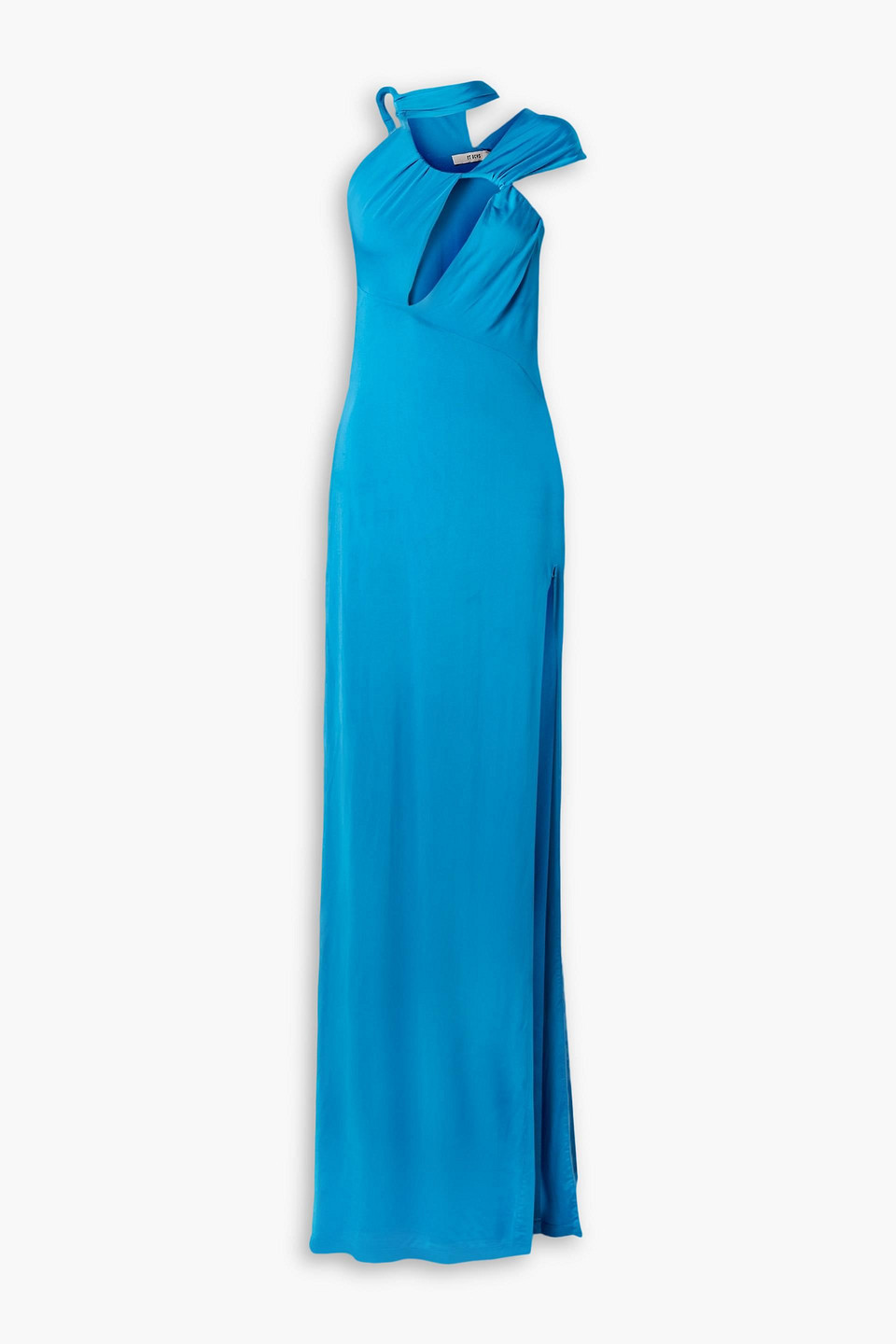 Et Ochs One-shoulder Cutout Ruched Stretch-jersey Gown In Azure