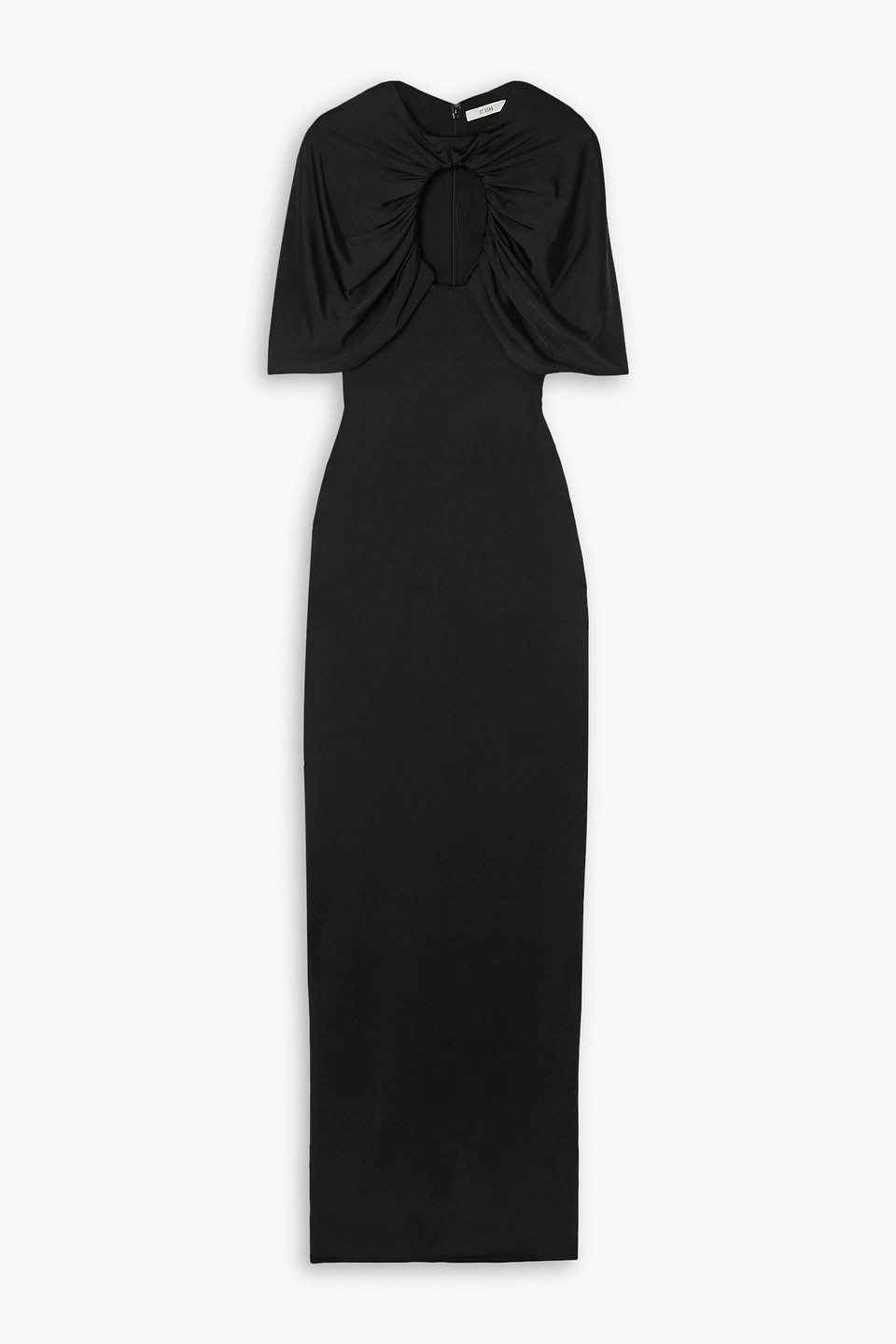Et Ochs Cape-effect Cutout Ruched Stretch-jersey Gown In Black