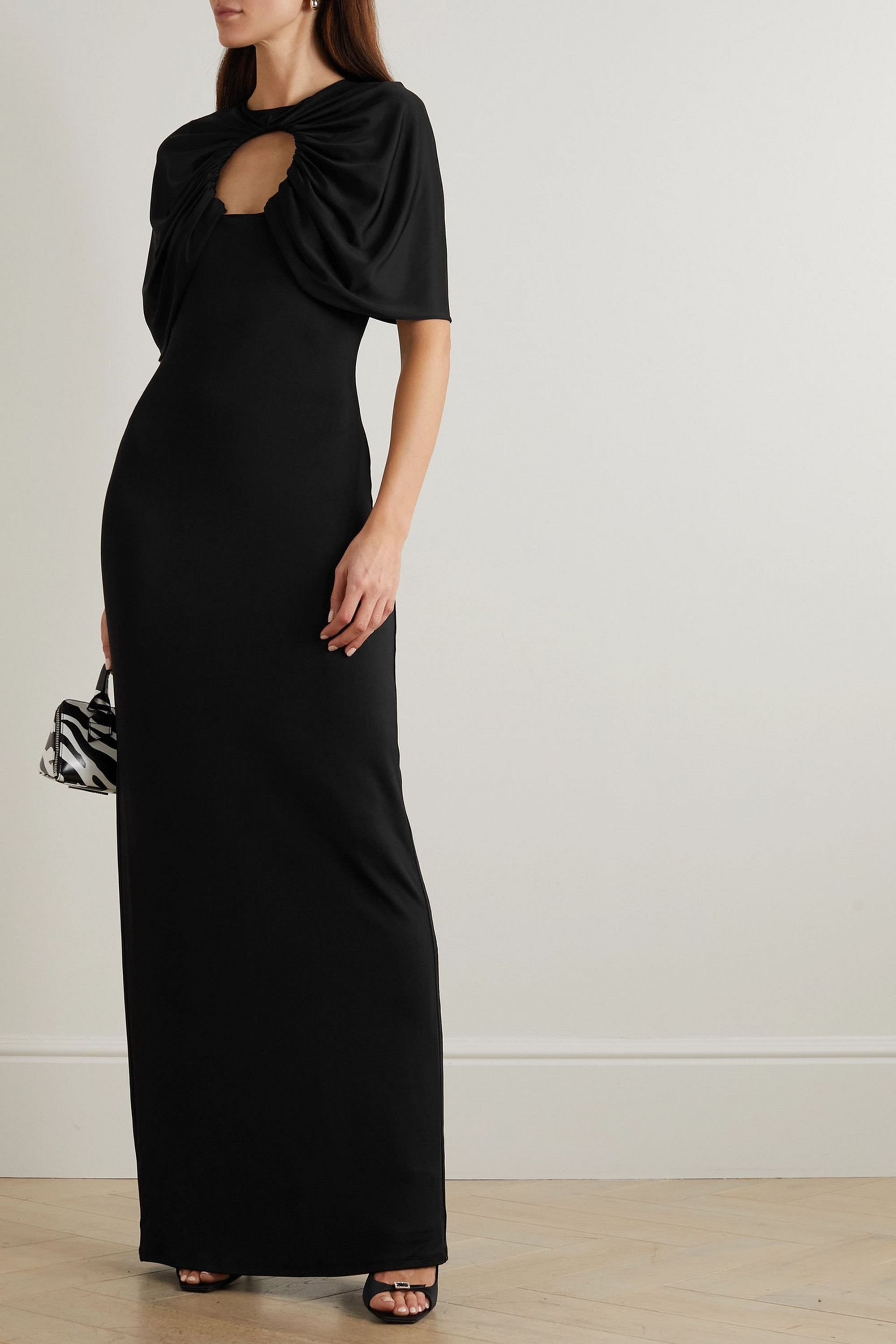 ET OCHS Cape-effect cutout ruched stretch-jersey gown