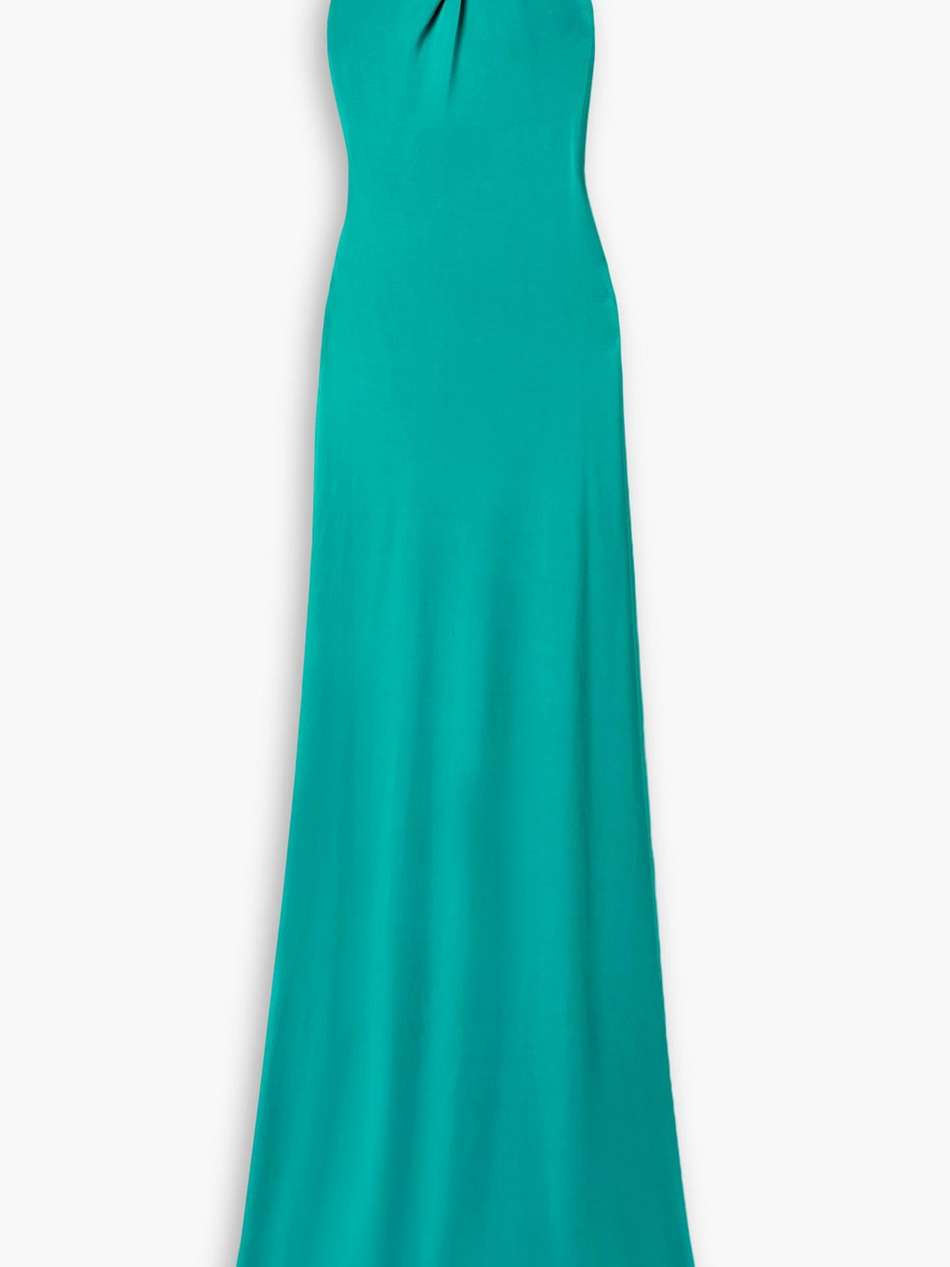 twisted stretch-satin jersey halterneck  gown