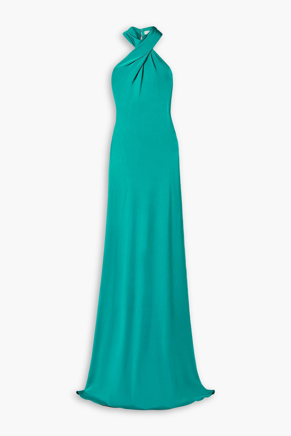 Et Ochs Twisted Stretch-satin Jersey Halterneck Gown In Jade