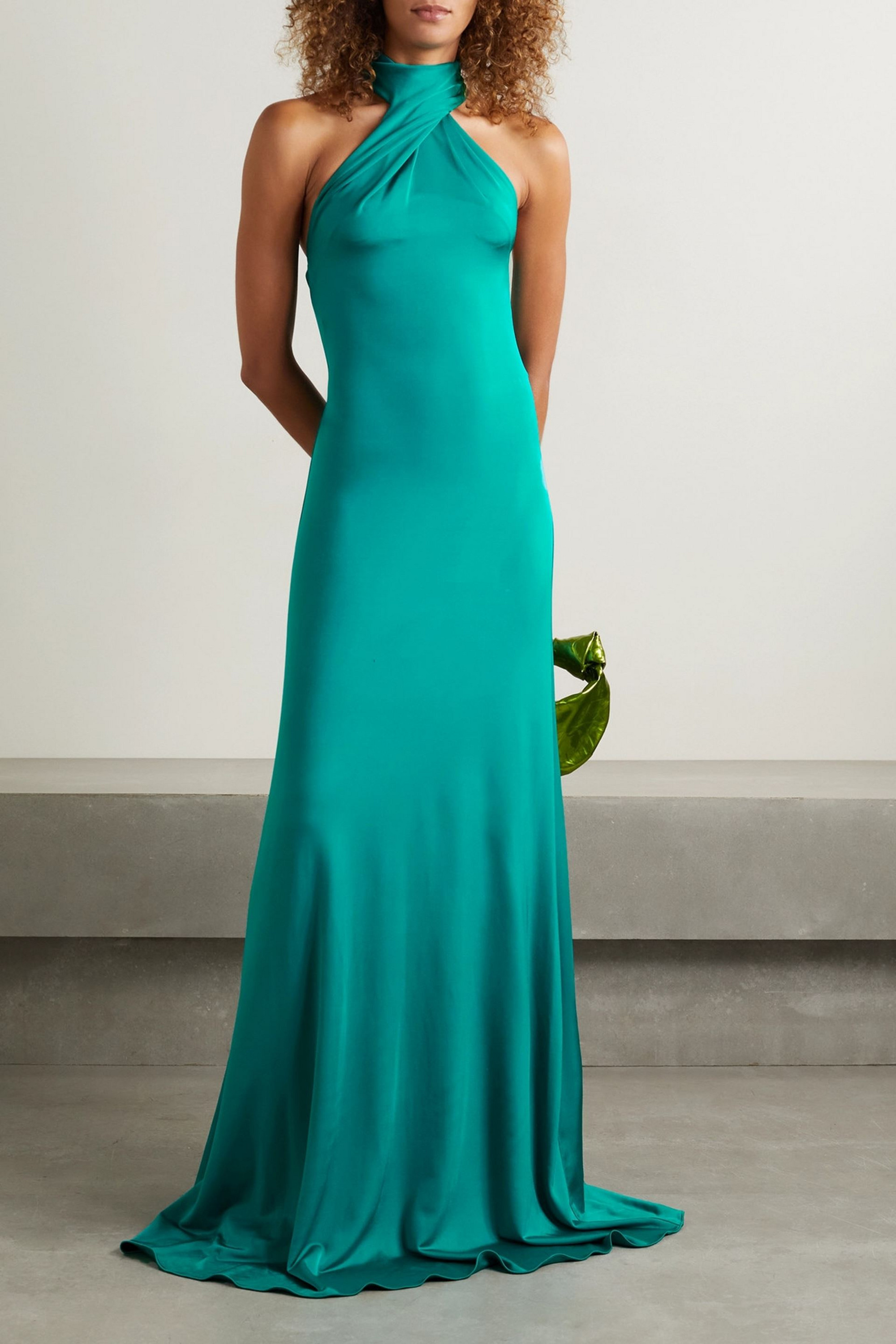 ET OCHS Twisted stretch-satin jersey halterneck  gown