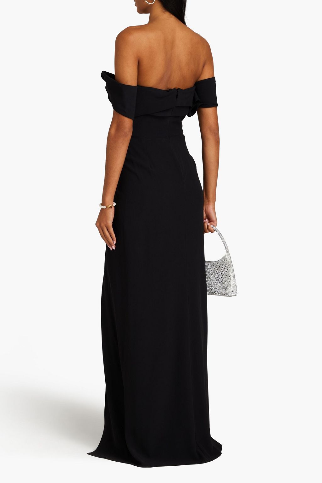 MCQUEEN Off-the-shoulder ruched pleated maxi dress