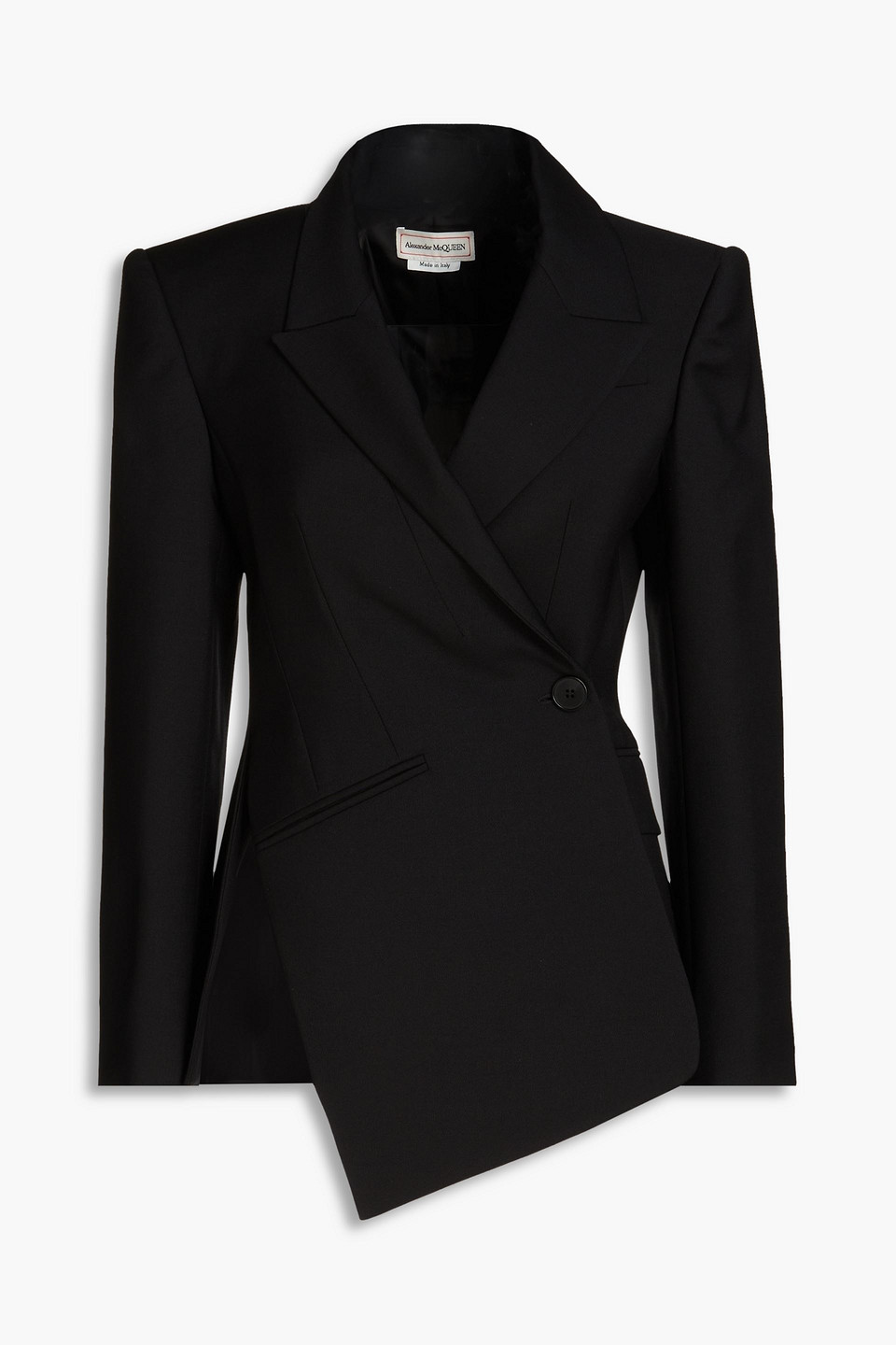 mcqueen - double-breasted wool and mohair-blend crepe blazer - black - it 38