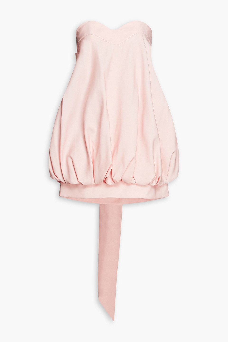 Valentino Strapless Bow-embellished Wool And Silk-blend Mini Dress In Baby Pink