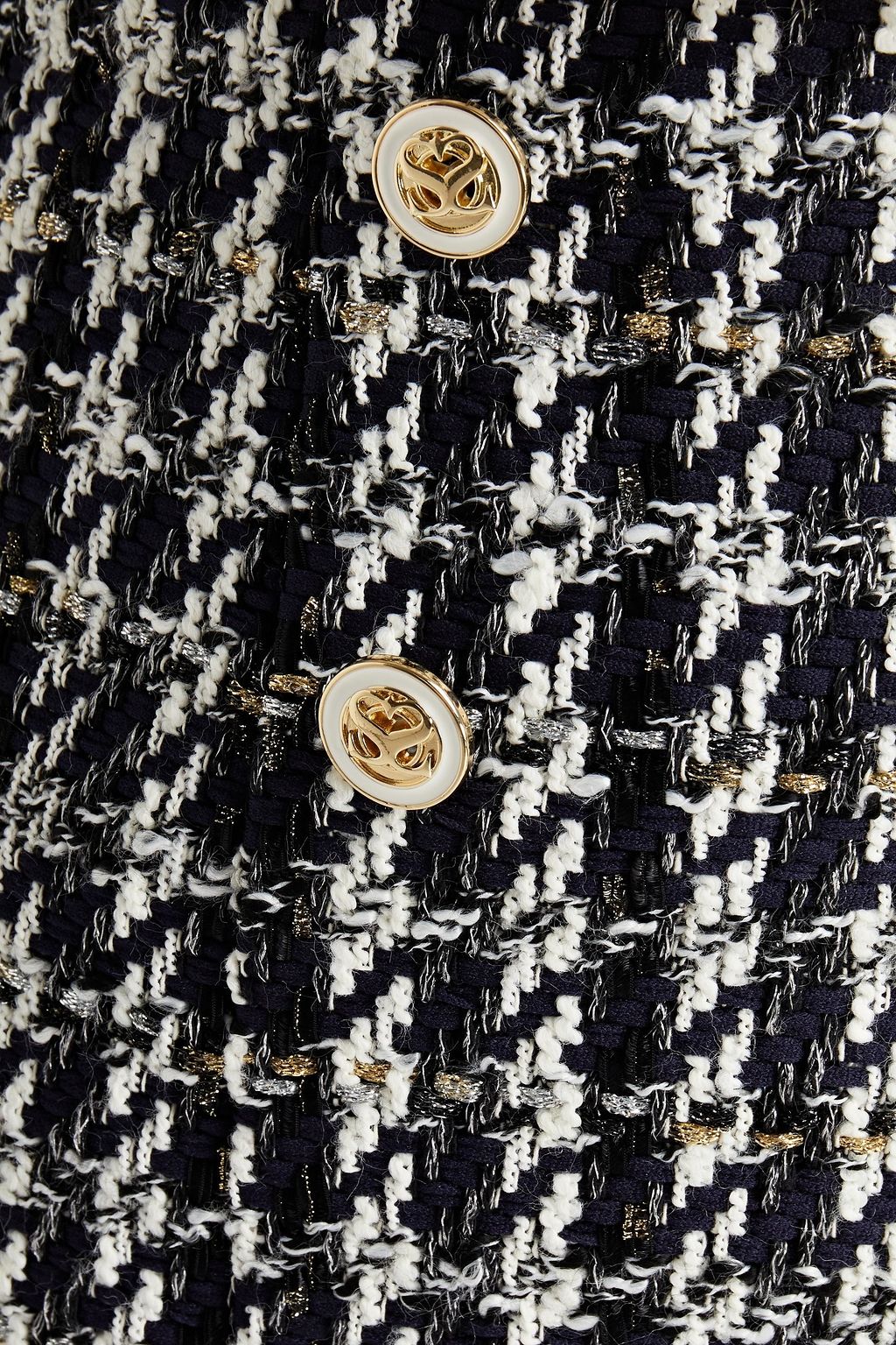 SANDRO Button-embellished houndstooth tweed mini skirt