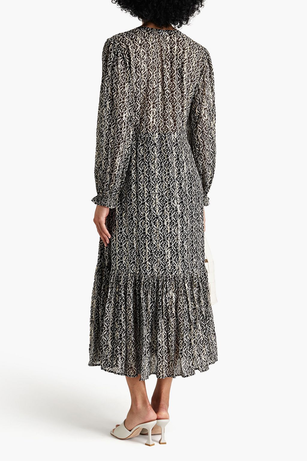 CLAUDIE PIERLOT Printed metallic fil coupé georgette midi dress