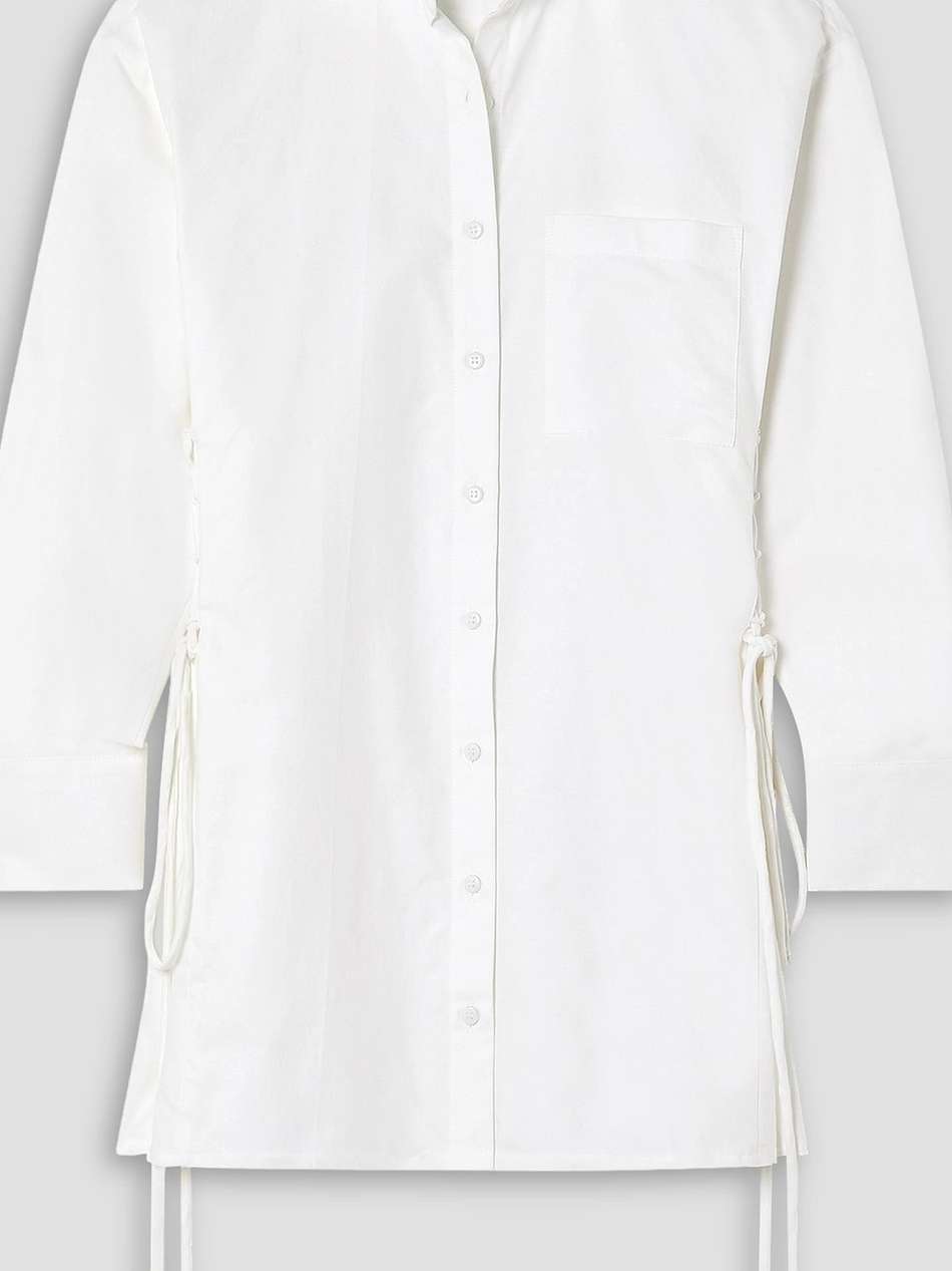 leila lace-up cotton mini shirt dress
