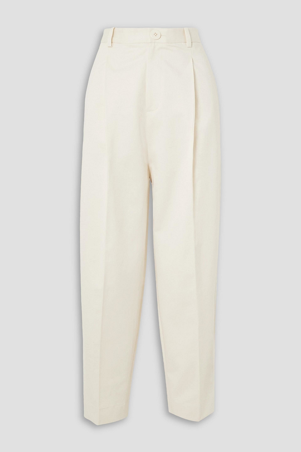 Bouguessa Lee Pleated Cotton-twill Tapered Trousers In Cream