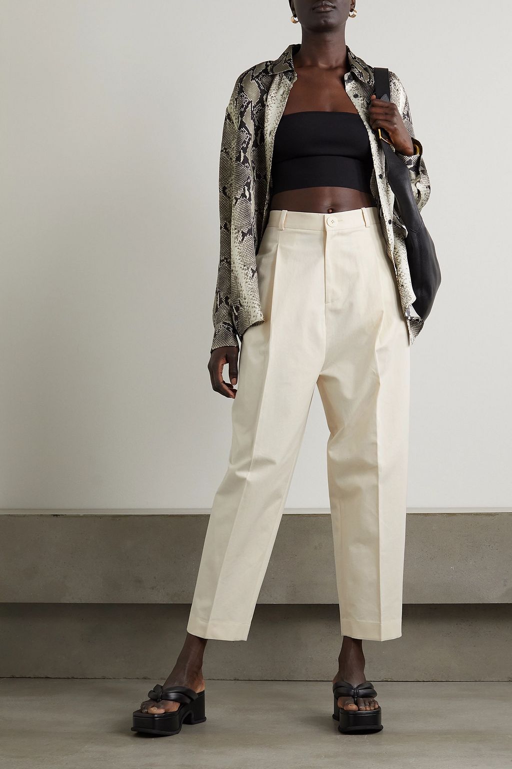 BOUGUESSA Lee pleated cotton-twill tapered pants