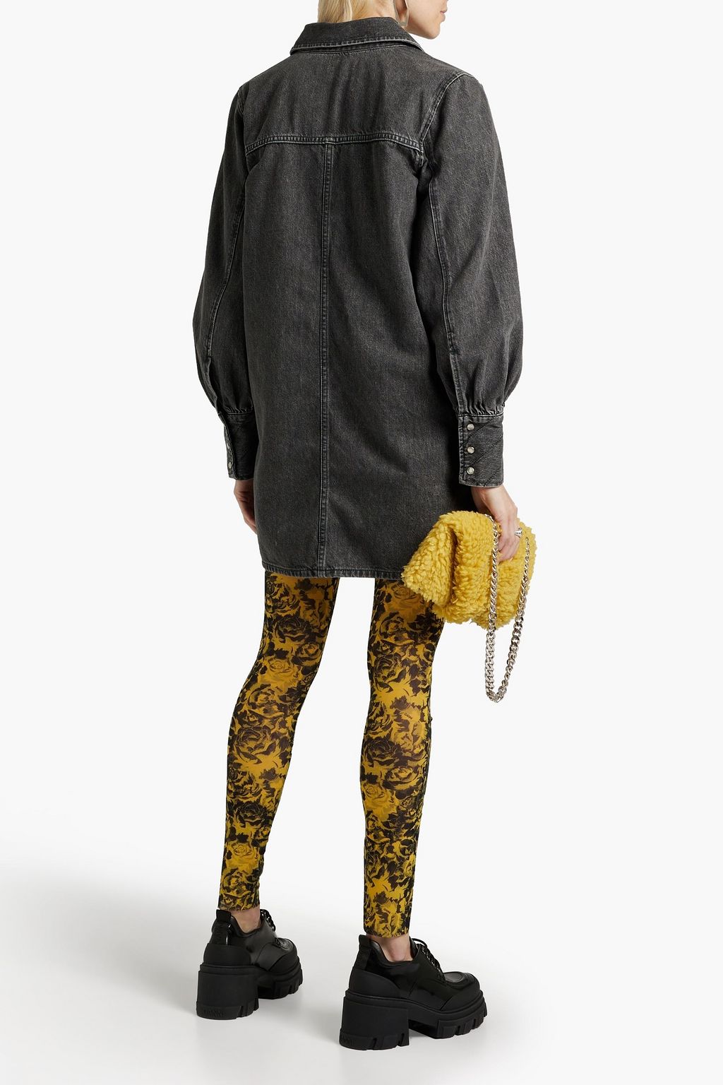 GANNI Floral-print recycled mesh leggings