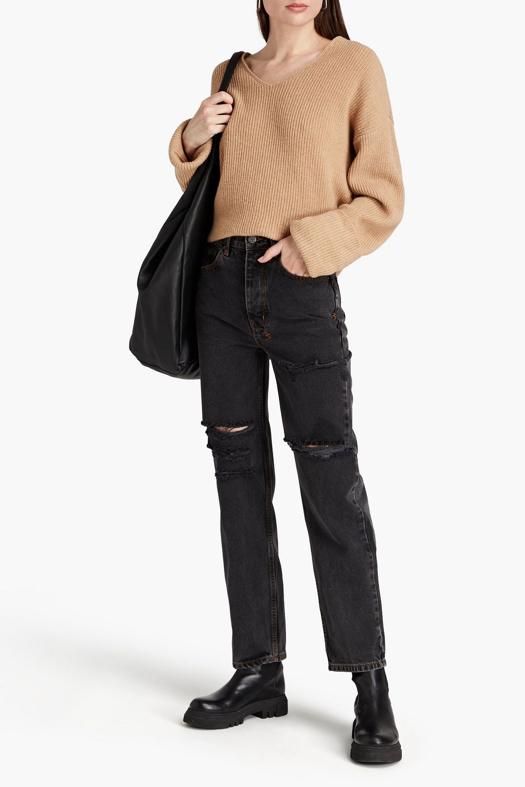 KSUBI Playback hoch sitzende Jeans mit geradem Bein in Distressed-Optik