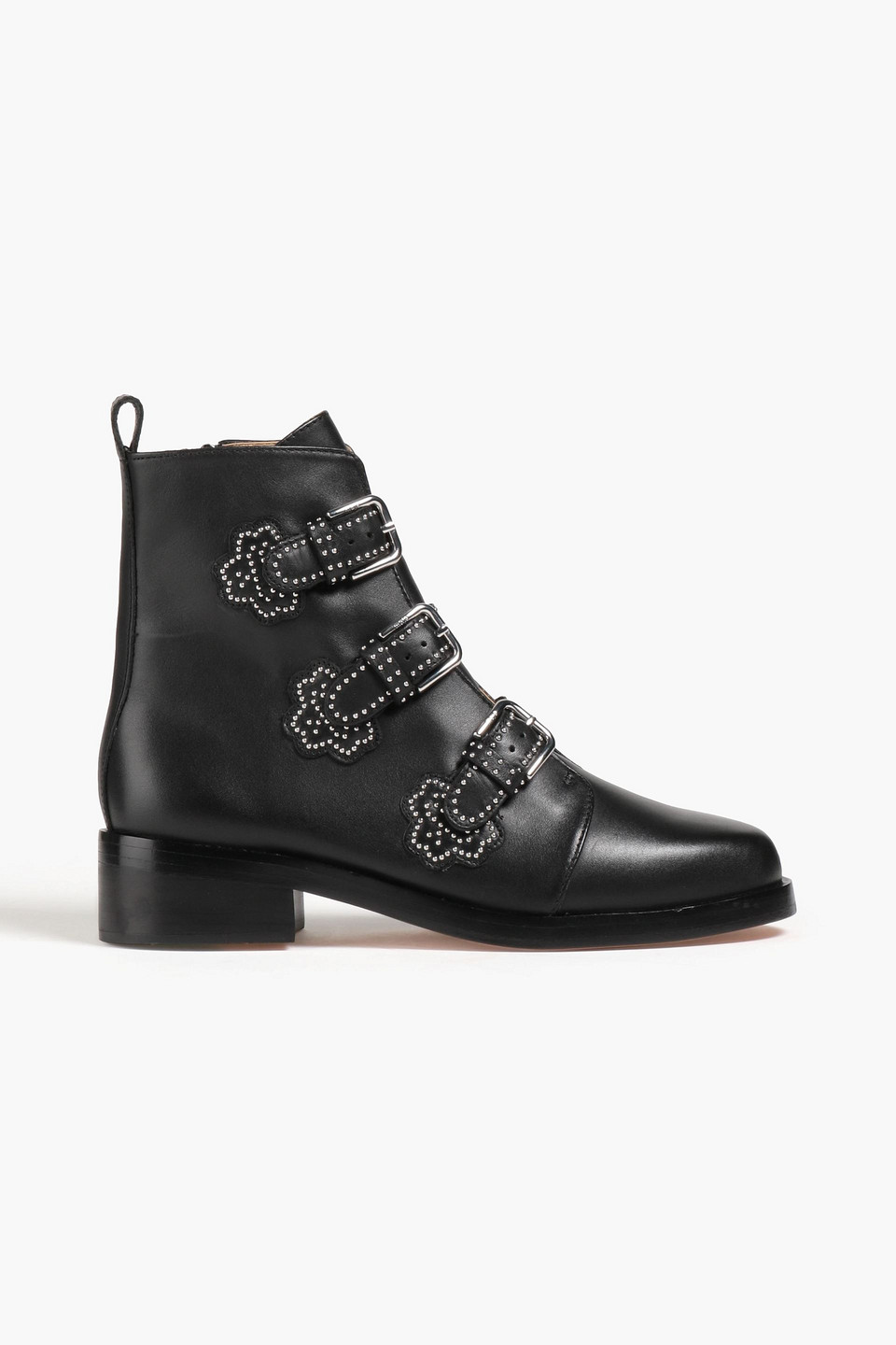 Maje Fortune Studded Leather Ankle Boots In Black