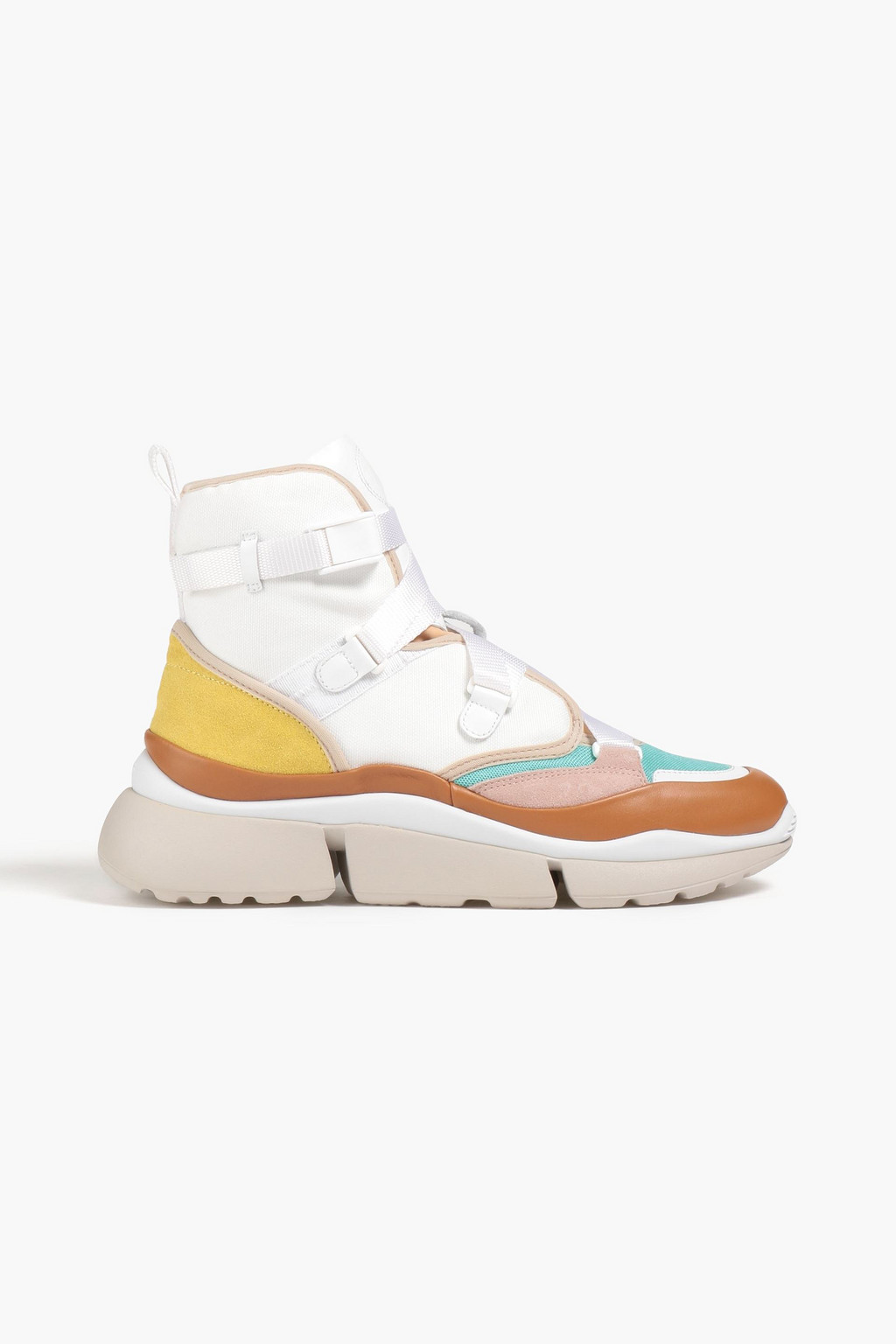 theoutnet.com | Color-block leather, canvas and mesh sneakers