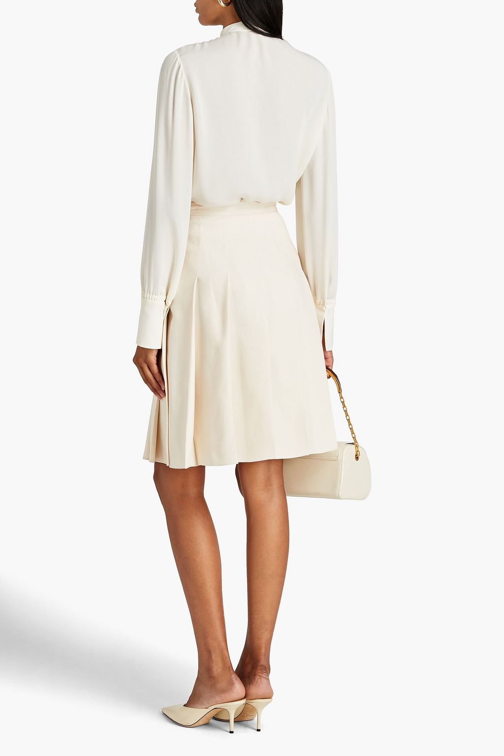 VALENTINO GARAVANI Pleated wool and silk-blend crepe skirt