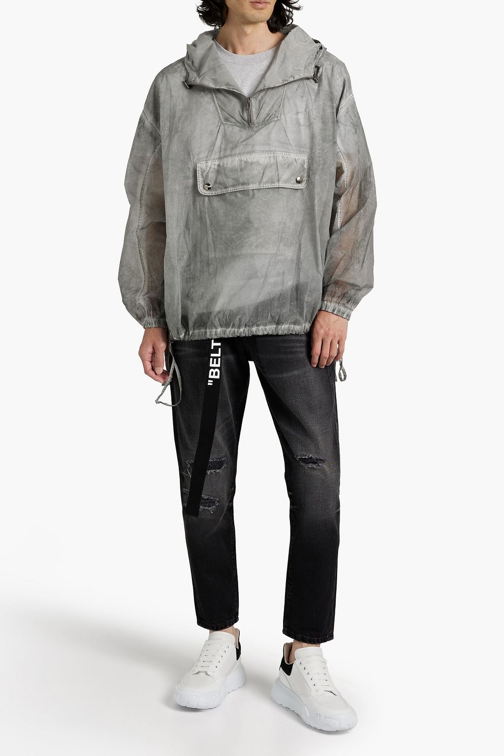MOSCHINO Embroidered shell hooded jacket