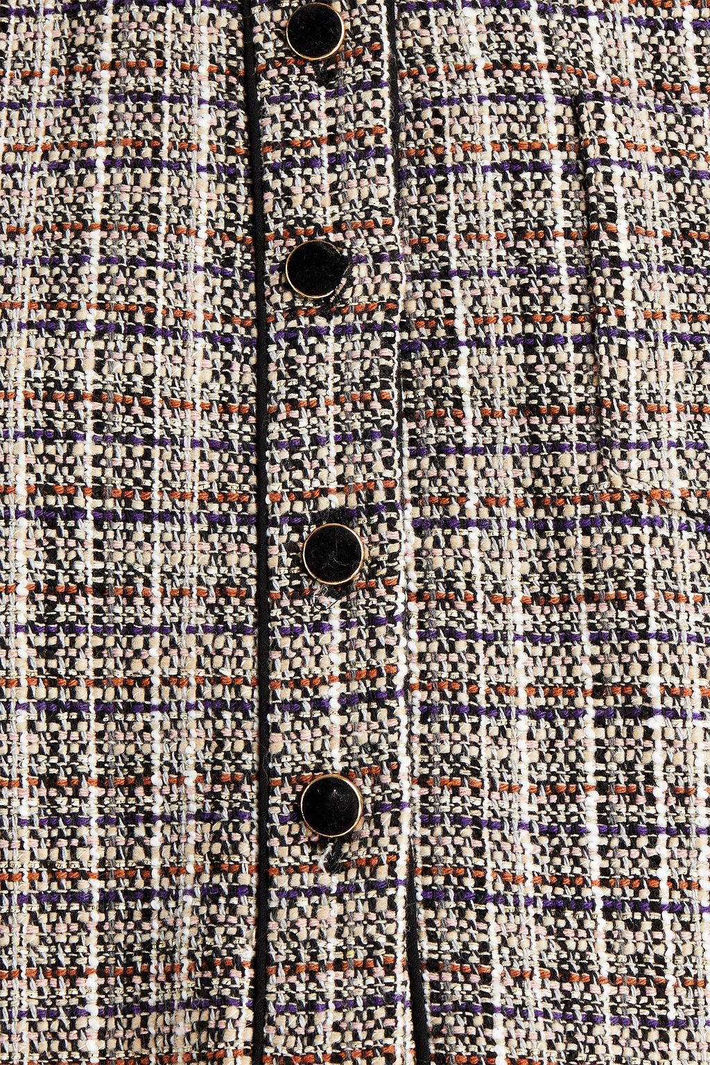 SANDRO Glwadys cropped metallic cotton-blend tweed jacket