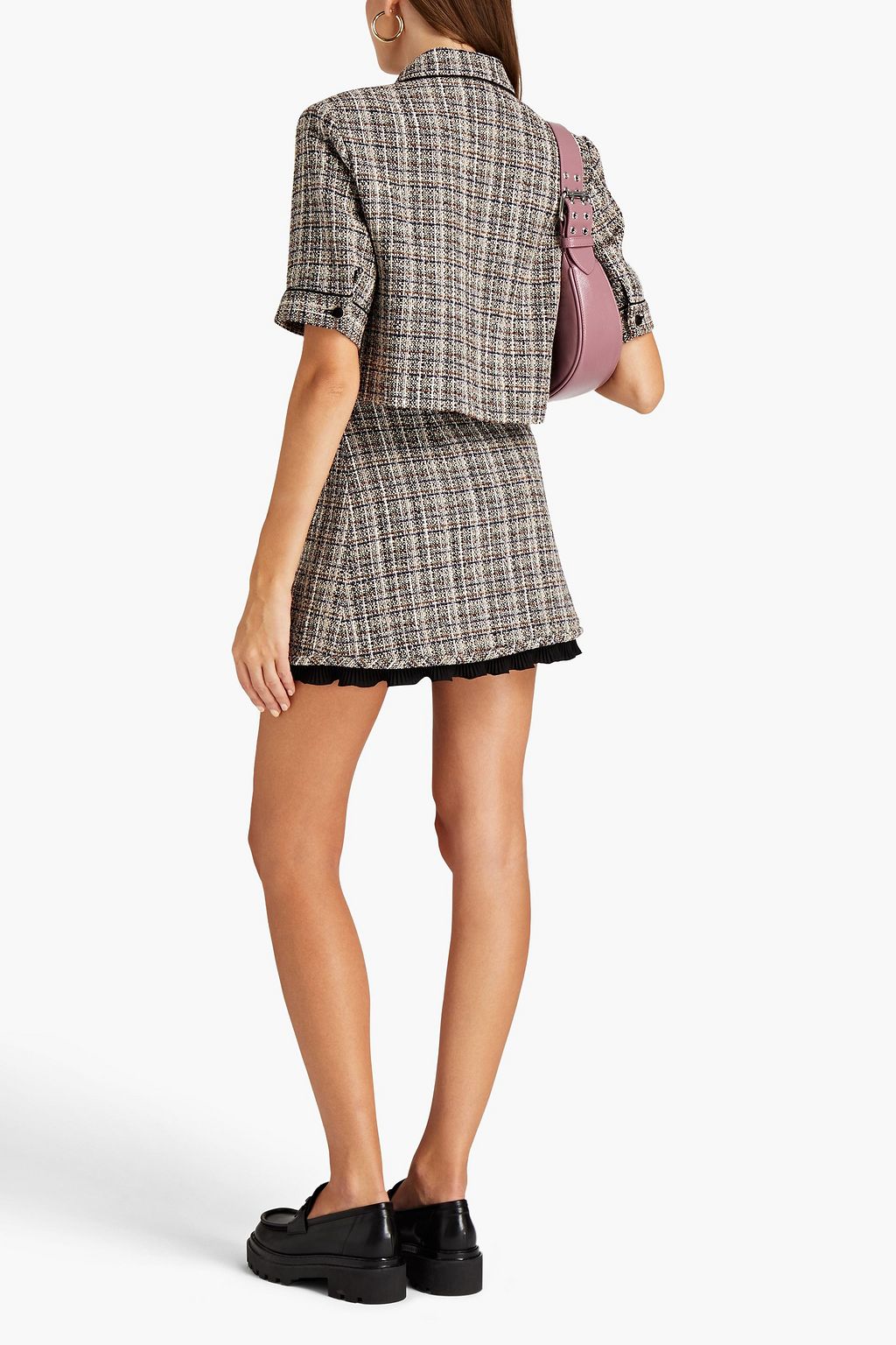 SANDRO Glwadys cropped metallic cotton-blend tweed jacket