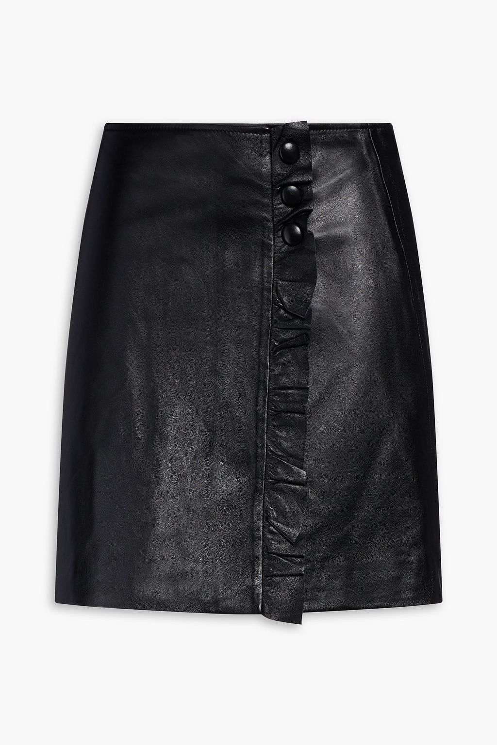 SANDRO Jolie ruffle-trimmed leather mini skirt | THE OUTNET