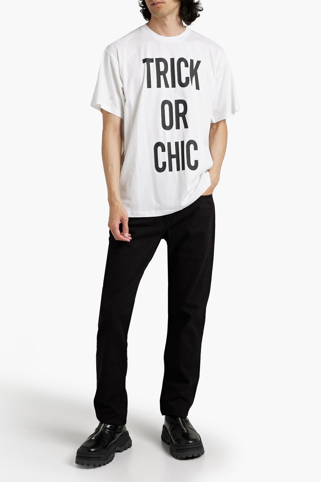 MOSCHINO Metallic printed cotton-jersey T-shirt