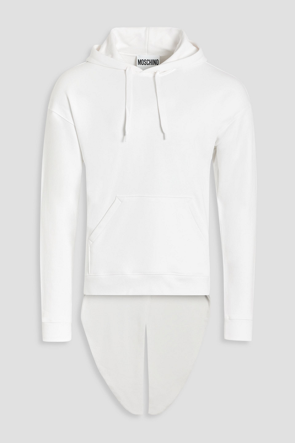 moschino - asymmetric printed french cotton-terry hoodie - white - it 48