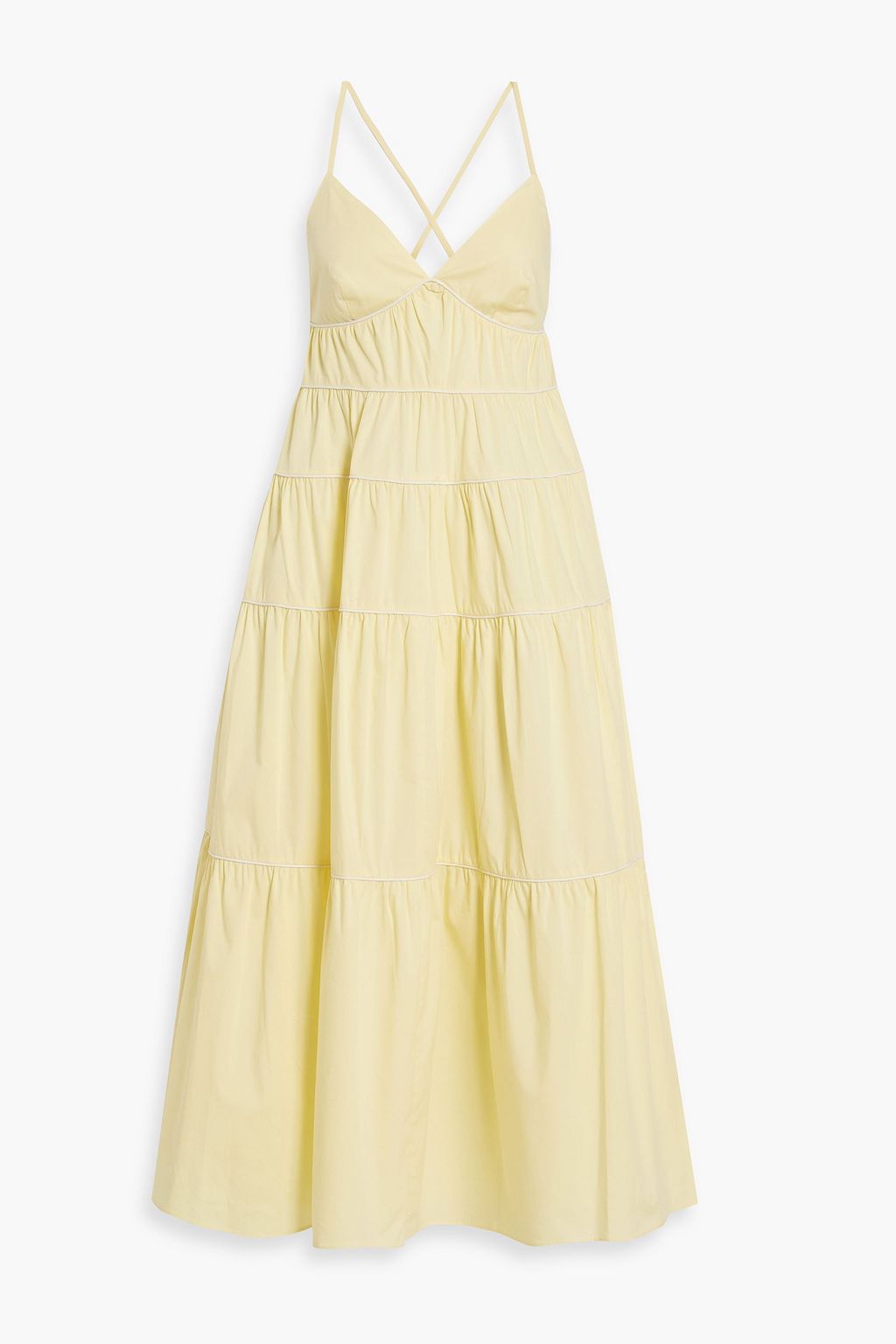 STAUD Cleo tiered stretch-cotton poplin midi dress | THE OUTNET