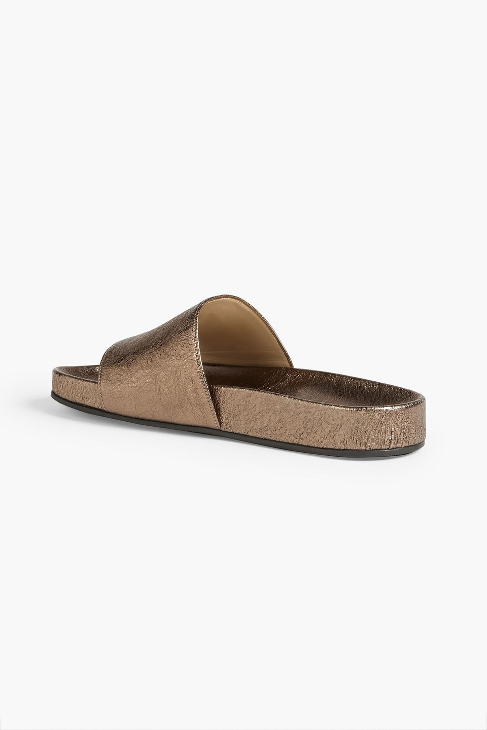 Fabiana Filippi Metallic Textured-leather Slides In Bronze