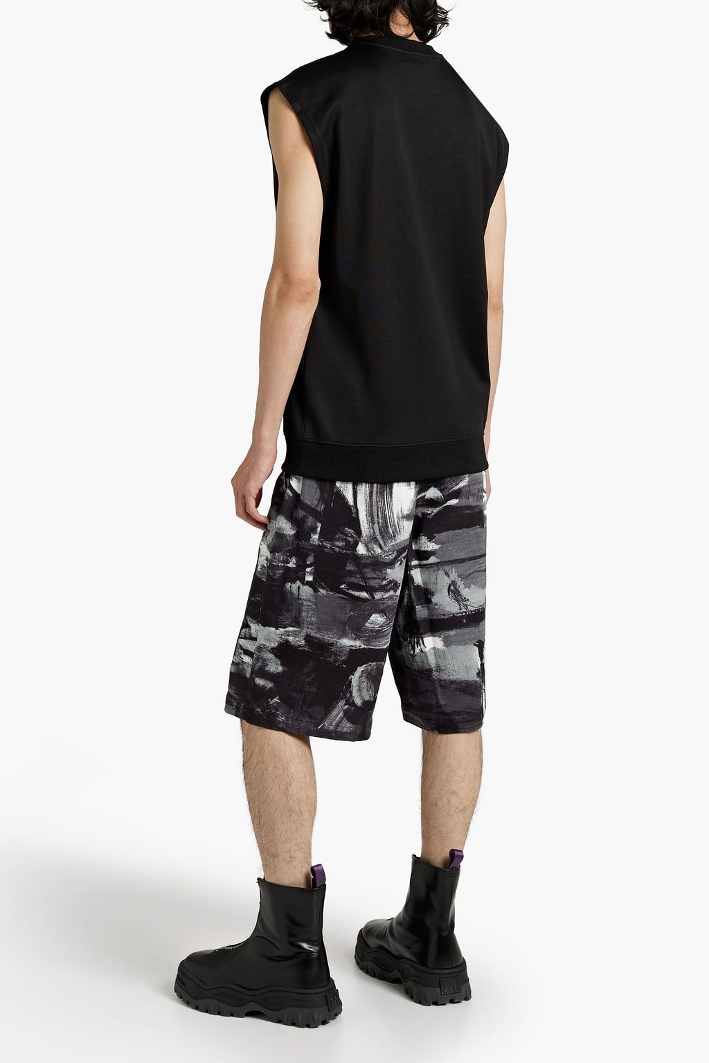MOSCHINO Logo-appliquéd printed tech-jersey tank