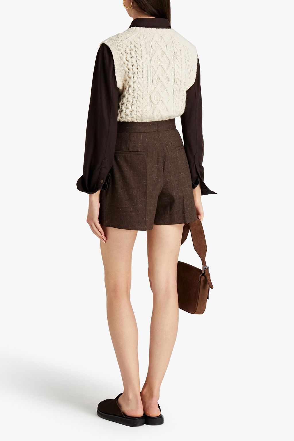 SANDRO Pleated tweed shorts