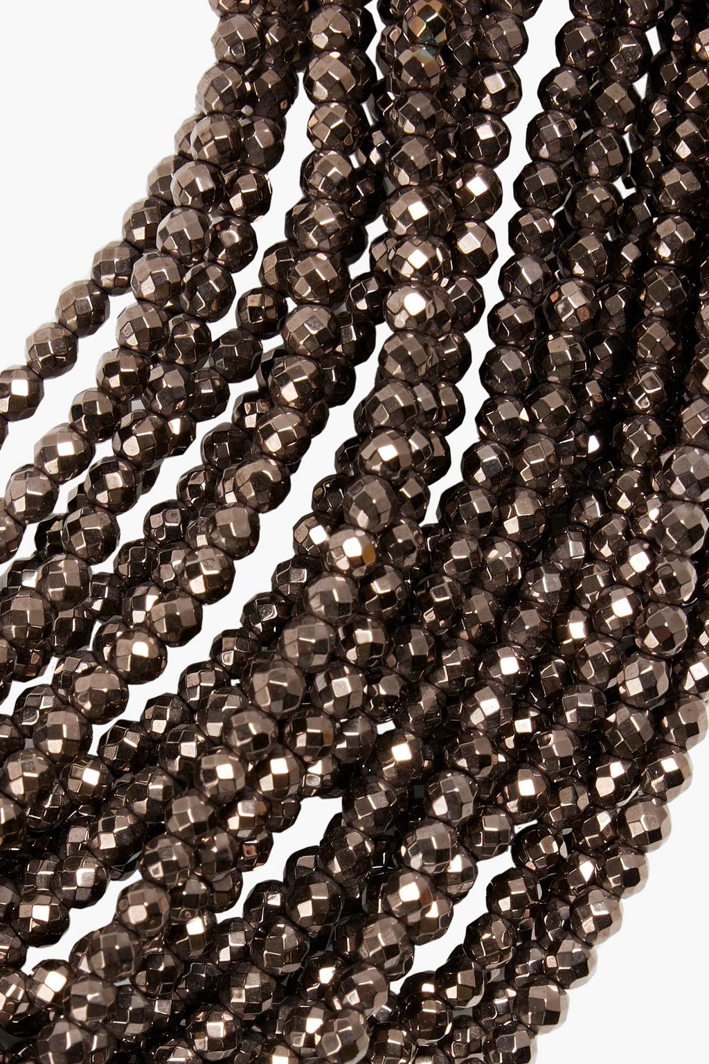 BRUNELLO CUCINELLI Gunmetal-tone, bead and leather necklace