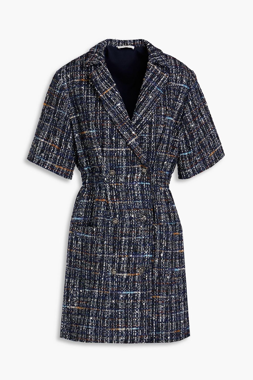 Alizou double-breasted bouclé-tweed mini dress