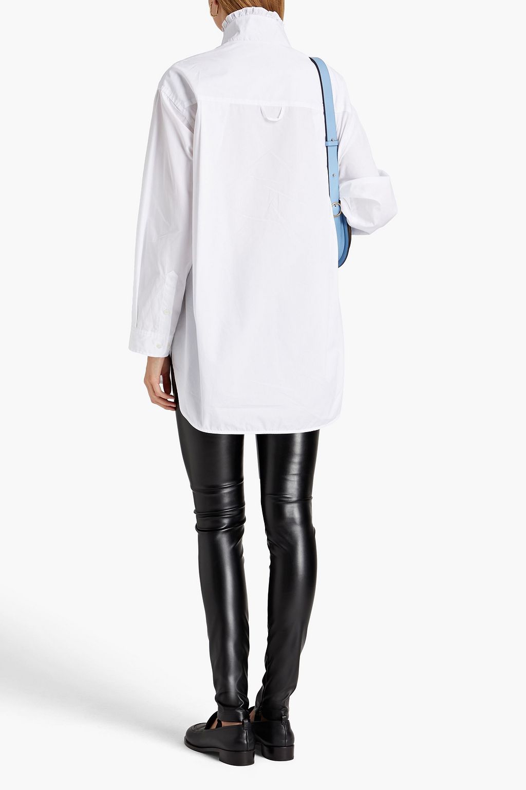 SANDRO Ruffle-trimmed cotton-poplin shirt