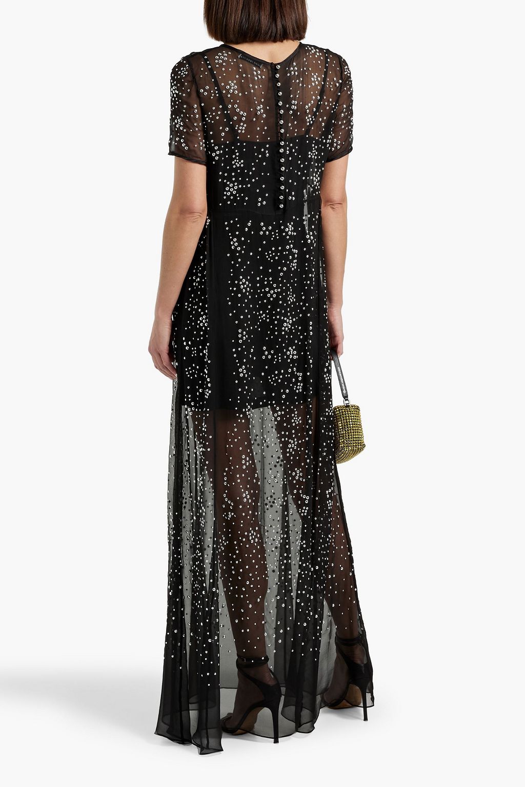RABANNE Studded silk-tulle maxi dress