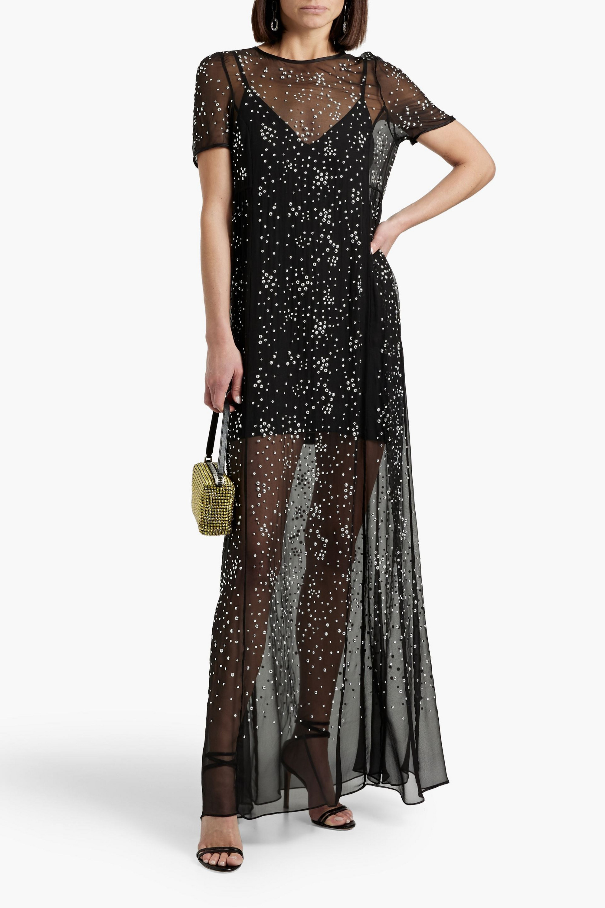 Rabanne Studded silk-tulle maxi dress