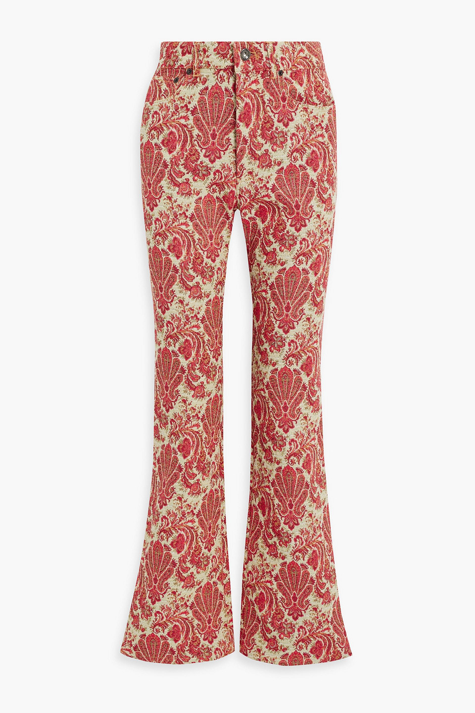 Rabanne Jacquard High-rise Flared Pants In Red