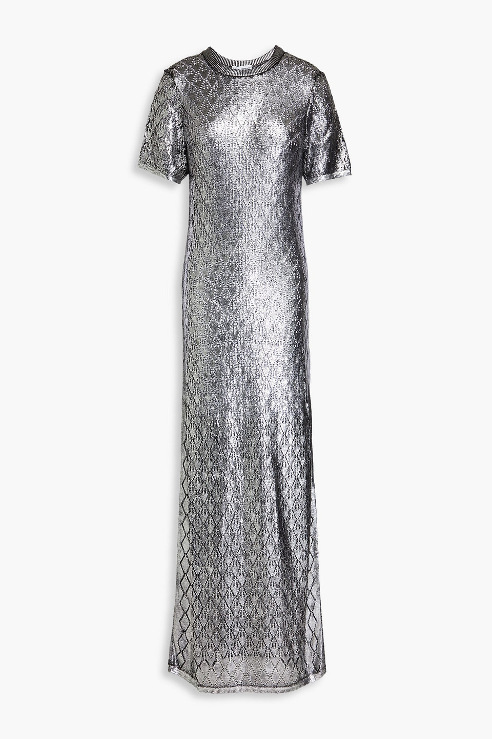 Coated metallic knitted maxi dress