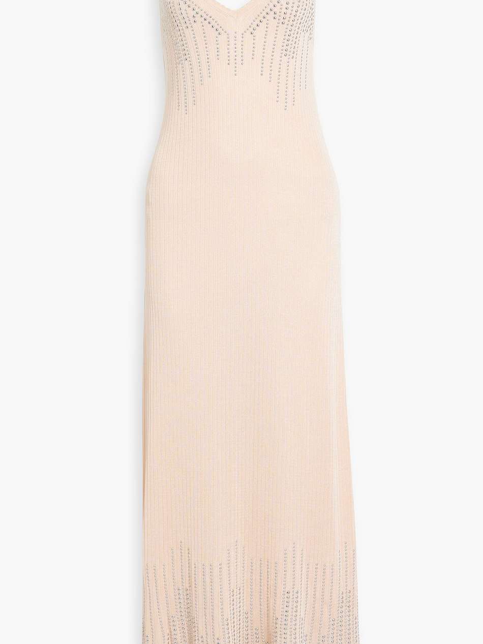 studded ribbed-knit maxi dress