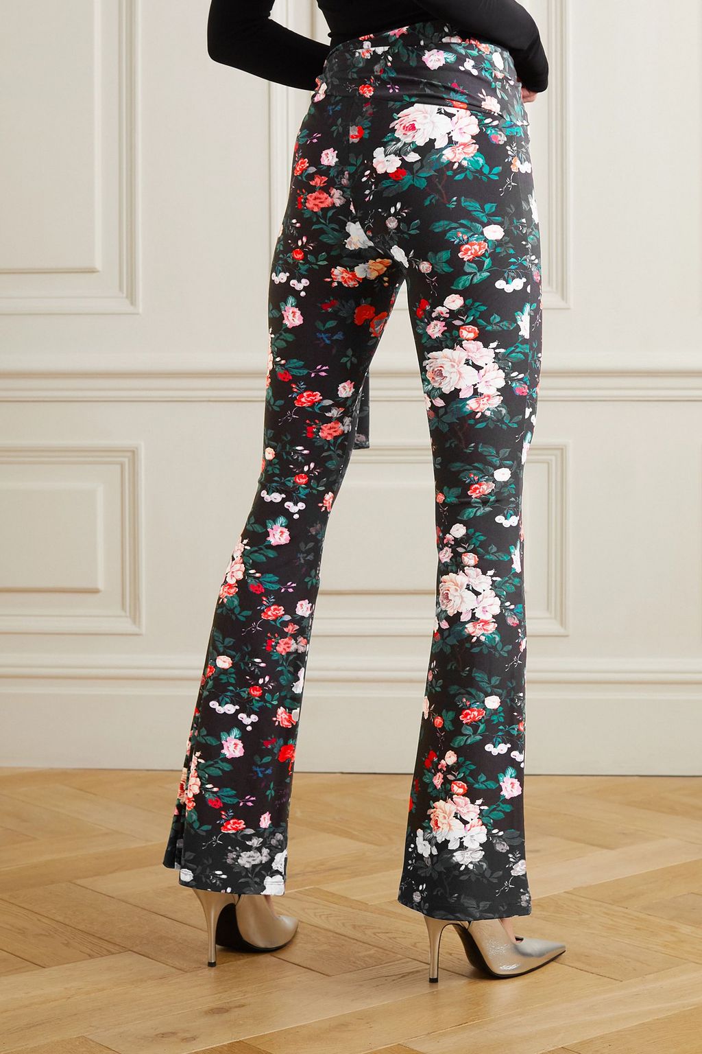 RABANNE Floral-print stretch-jersey flared pants