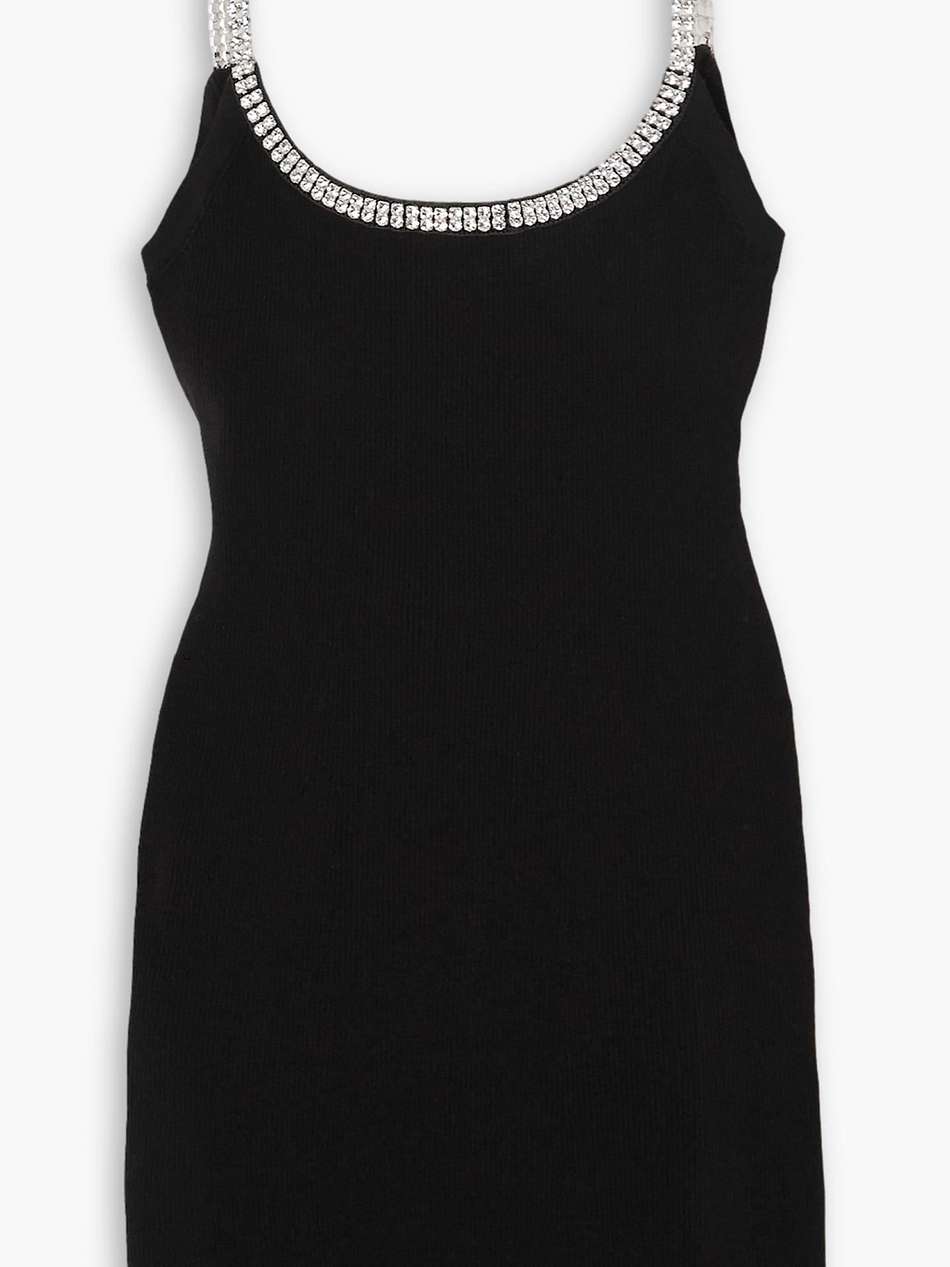 crystal-embellished ribbed stretch-jersey mini dress