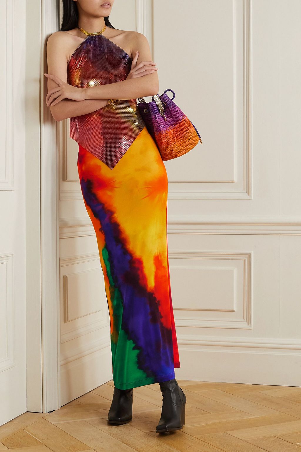 RABANNE Dégradé jersey maxi skirt