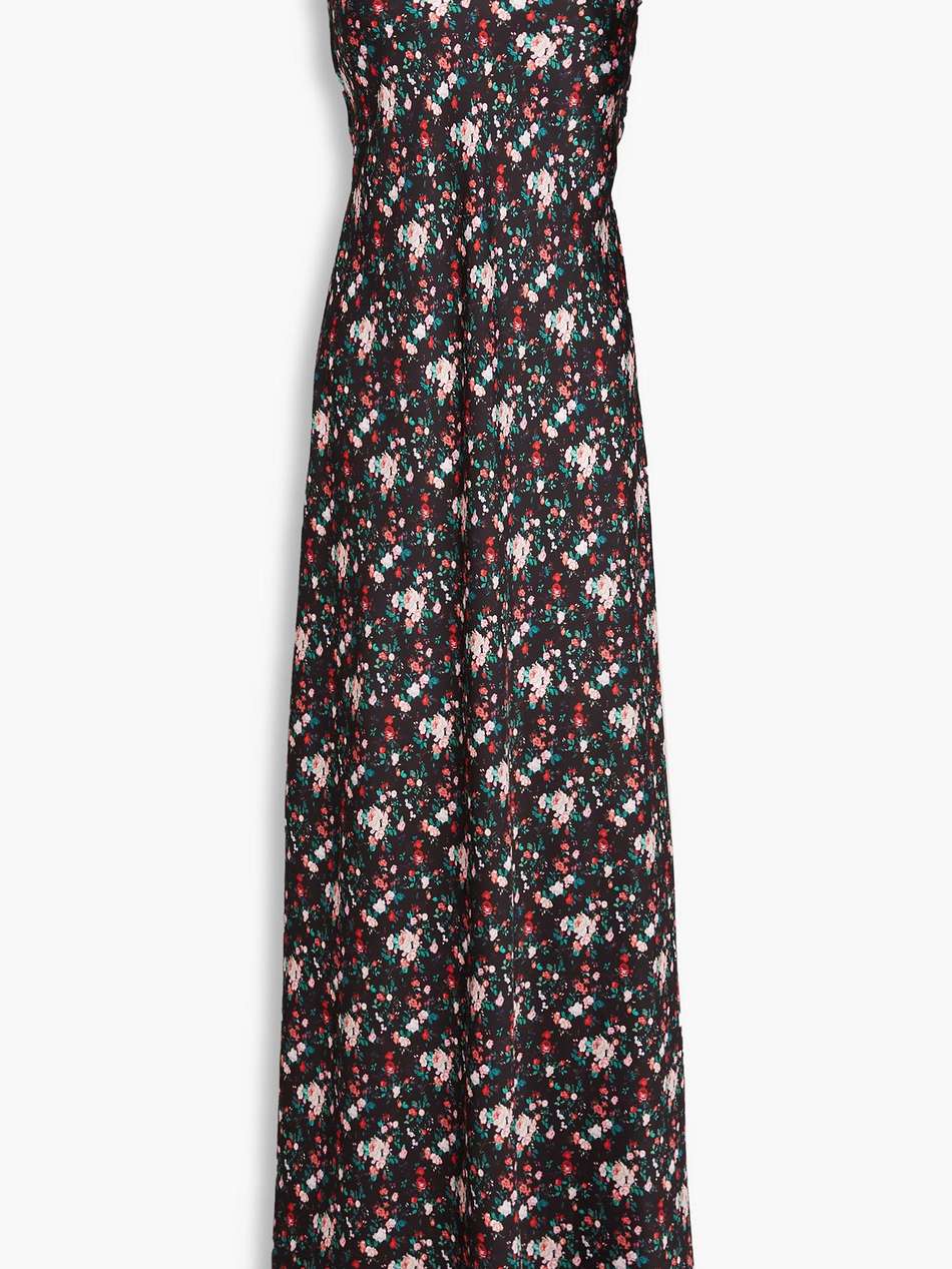 chain-embellished floral-print satin maxi slip dress