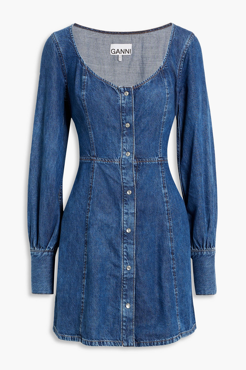 ganni - denim mini dress - blue - eu 38