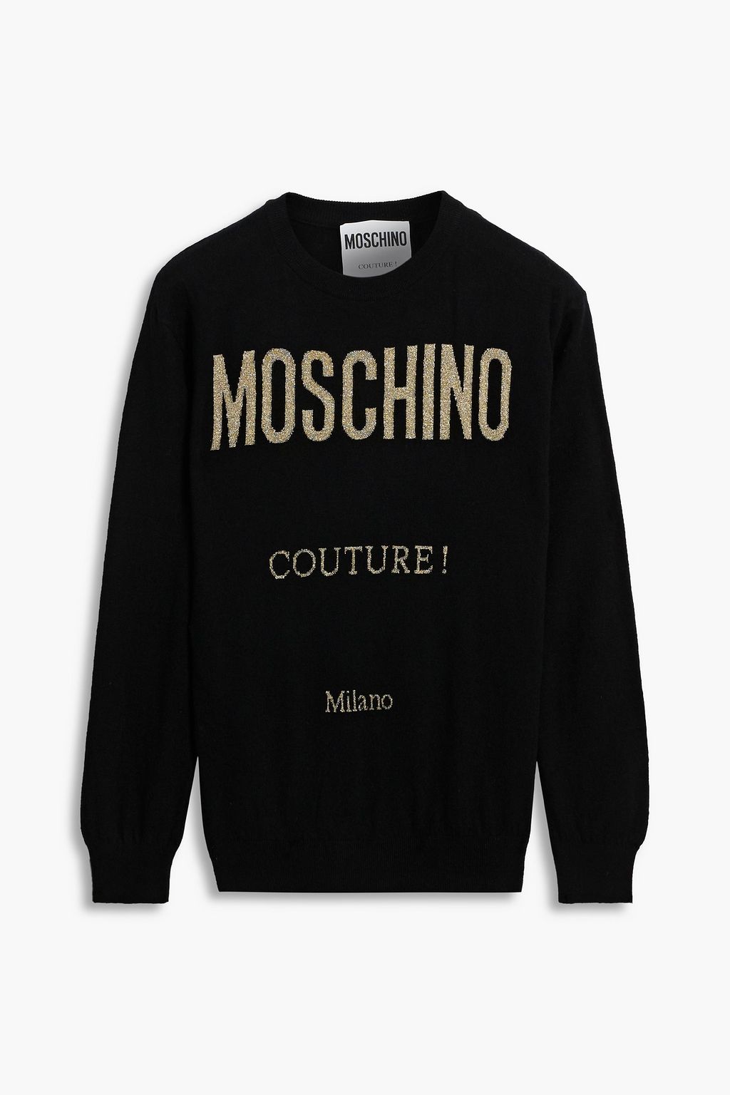 MOSCHINO Metallic jacquard-knit wool-blend sweater | THE OUTNET