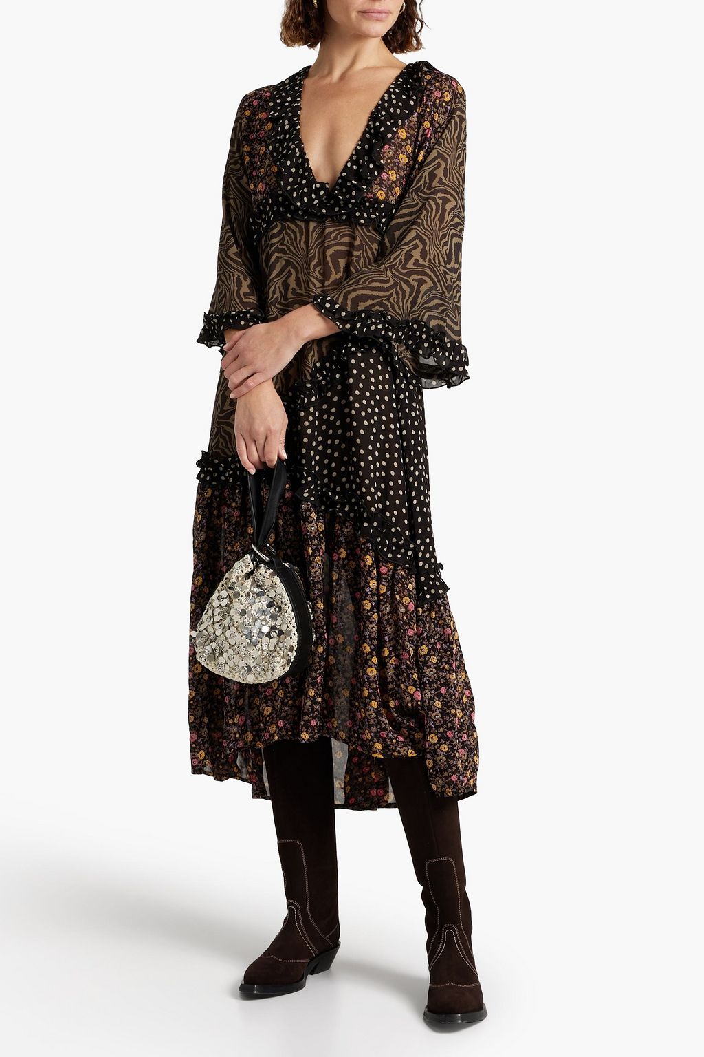 ganni chiffon dress Ganni + Chiffon Midi Slip Dress