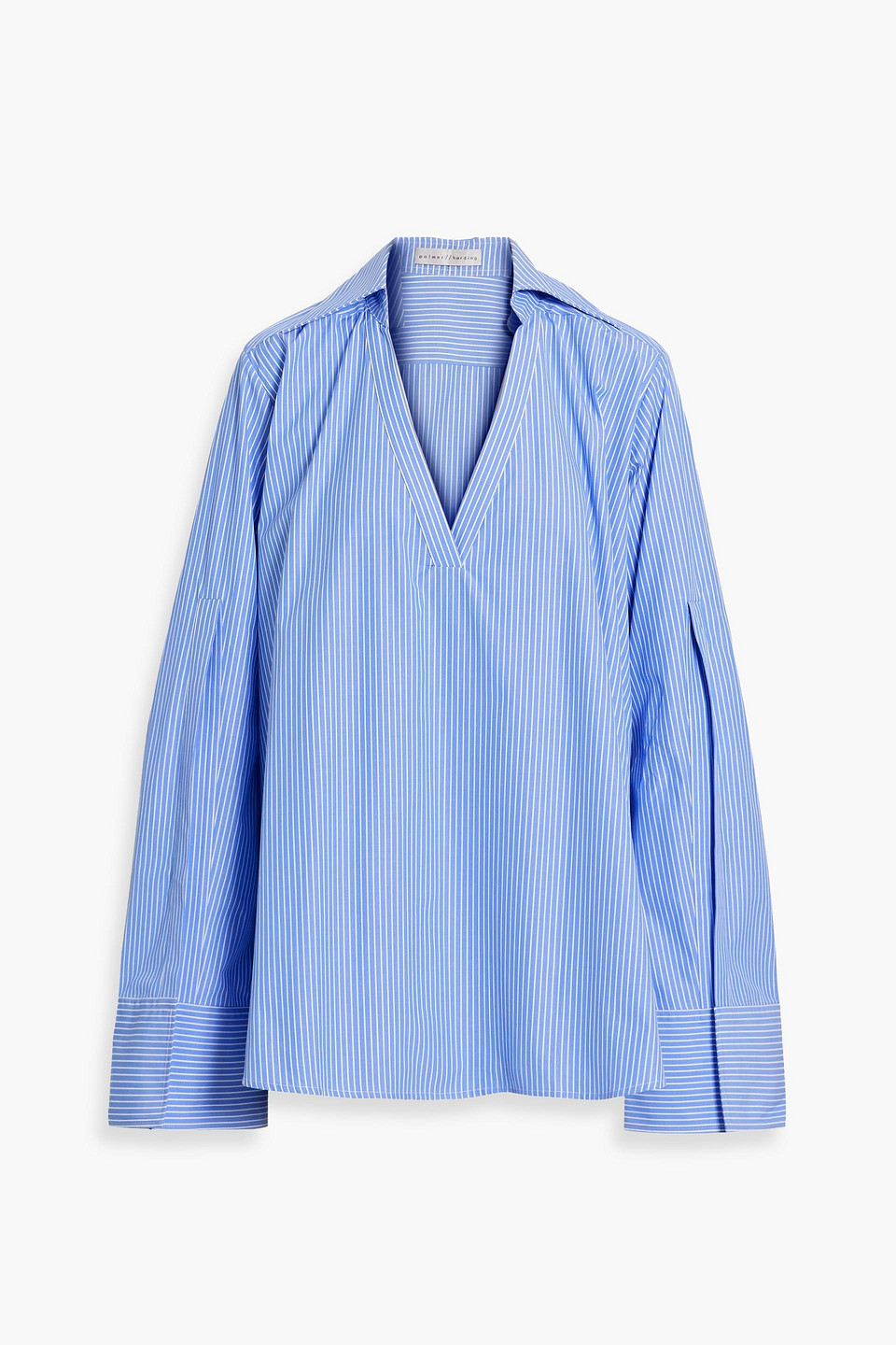 Palmer Harding Striped Cotton-poplin Blouse In Light Blue